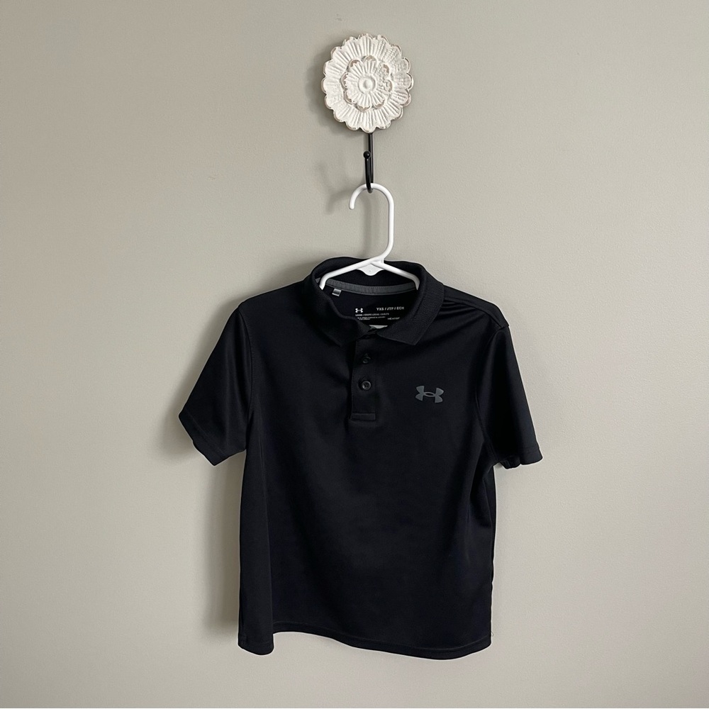 Under Armour Black Dri Fit Polo Youth XS EUC